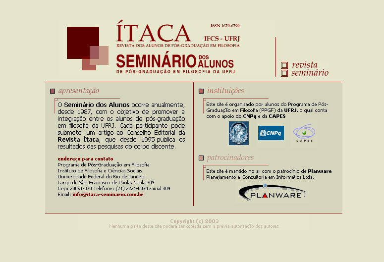 The first Website of Ítaca